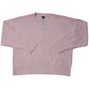 Express Women's Crew Neck Airy & Soft Relaxed Fit Sweater - Pink